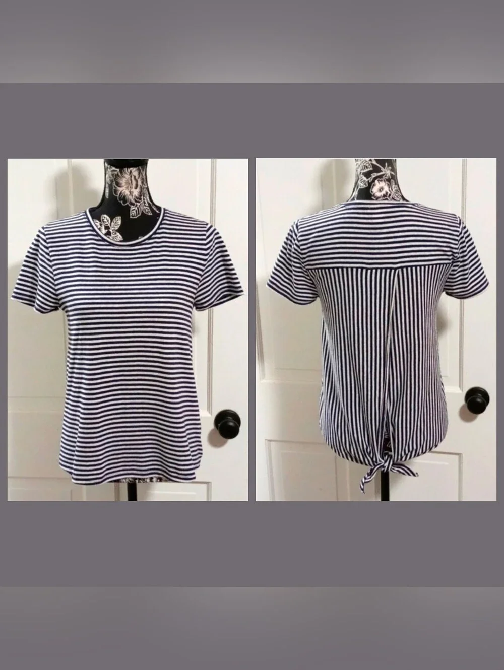 🖤J. Crew🖤 - Black/White Stripe S/S Tie Back Top